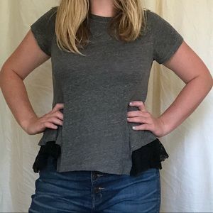 Free People Gray Peplum Top